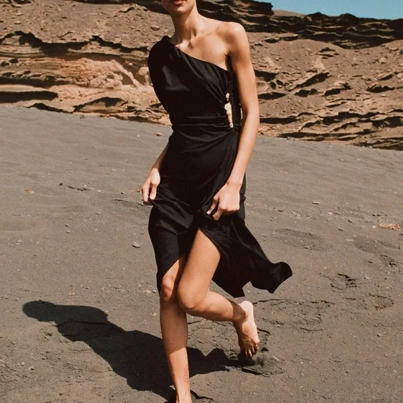 Zara Dresses Zara Elegant Black Oneshoulder Dress Poshmark
